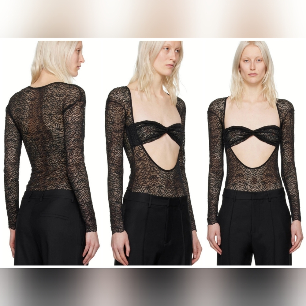 EUC Beaufille Black Baes Sheer Date Night Special Occasion Bodysuit